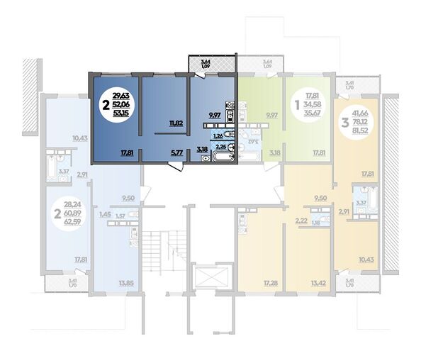 Планировка 2-комн 53,15 м²