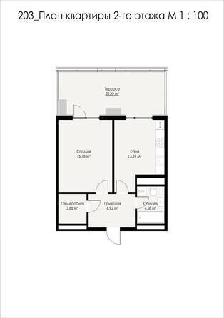 Планировка 1-комн 65,83 м²