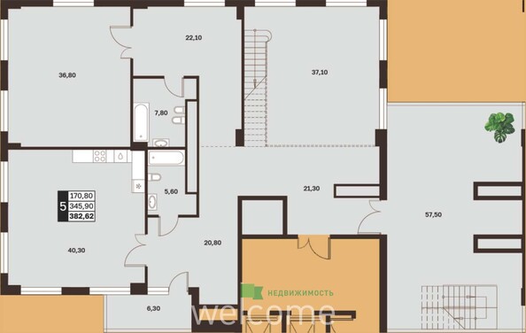 Планировка 5-комн 382,62 м²
