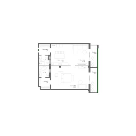Планировка Апартамент 102,09 м²