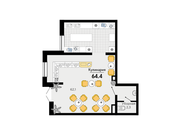 Планировка  64,4 м²