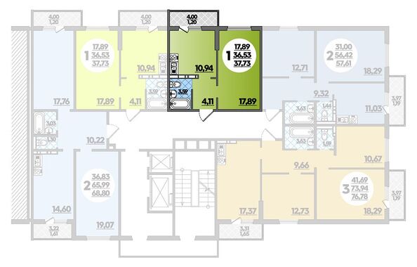 Планировка 1-комн 37,73 м²