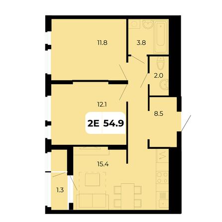 Планировка 2-комн 54,9 м²
