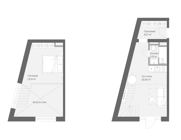 Планировка Апартамент 44,71 м²