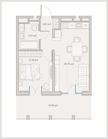 Планировка  52,8 м²