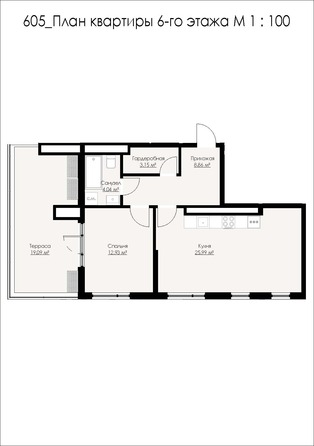 Планировка 1-комн 74,07 м²