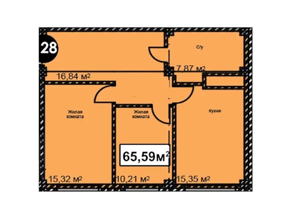 Планировка 2-комн 65,59 м²