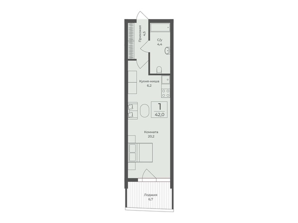 Планировка Апартамент 42 м²