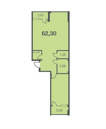 Планировка 2-комн 62,3 м²