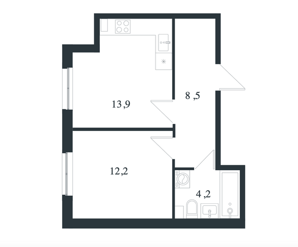 Планировка 1-комн 38,8 м²