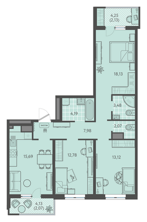 Планировка 3-комн 81 - 81,7 м²