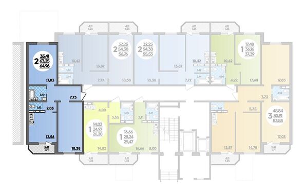 Планировка 2-комн 64,96 м²