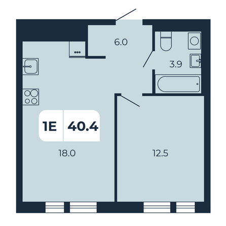 Планировка 1-комн 40,4 м²