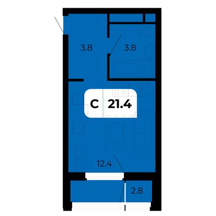 Планировка Студия 21,4 м²