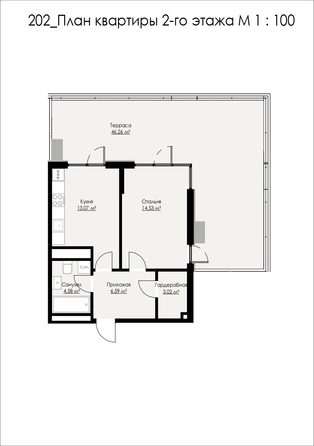 Планировка 1-комн 88,05 м²