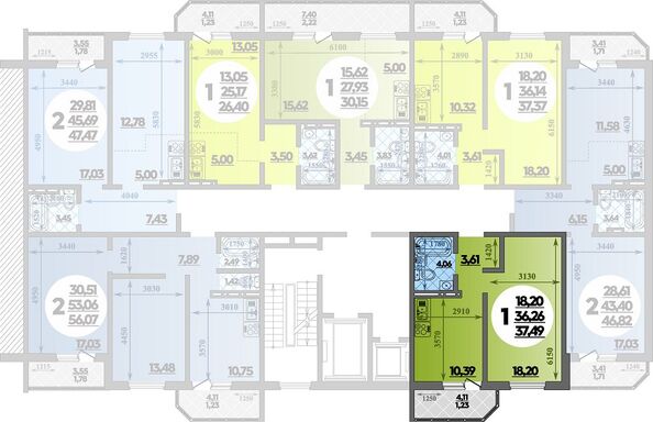Планировка 1-комн 37,49 м²