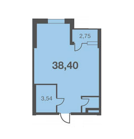 Планировка 1-комн 38,4 м²