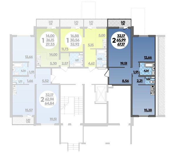 Планировка 2-комн 67,17 м²