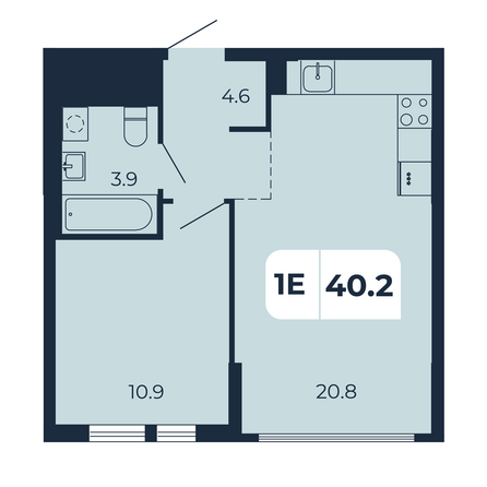 Планировка 1-комн 40,2 м²