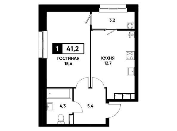Планировка 1-комн 41,2 м²