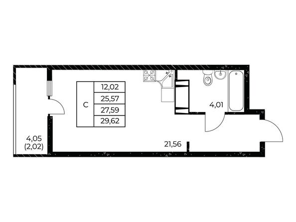Планировка Студия 29,62 м²