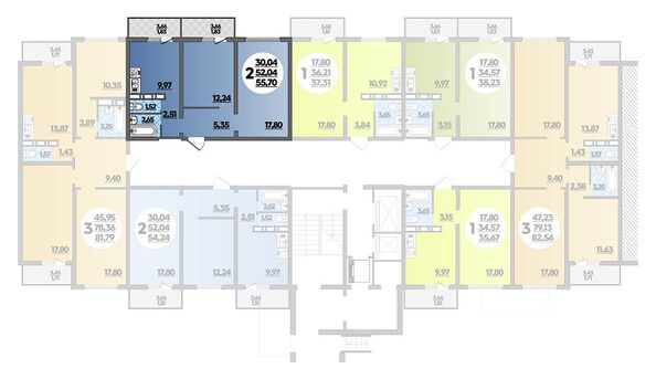 Планировка 2-комн 55,7 м²