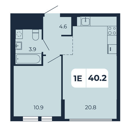 Планировка 1-комн 40,2 м²