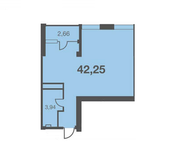 Планировка 1-комн 42,25 м²