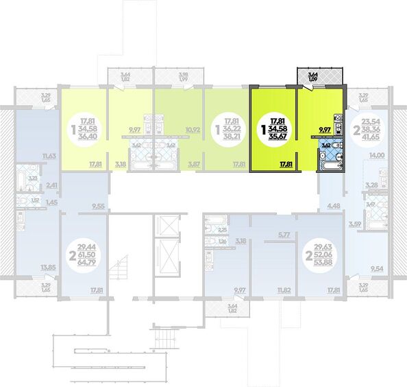 Планировка 1-комн 35,67 м²