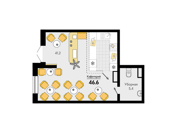 Планировка  46,6 м²