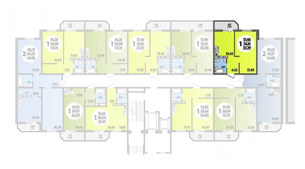 Планировка 1-комн 37,39 м²