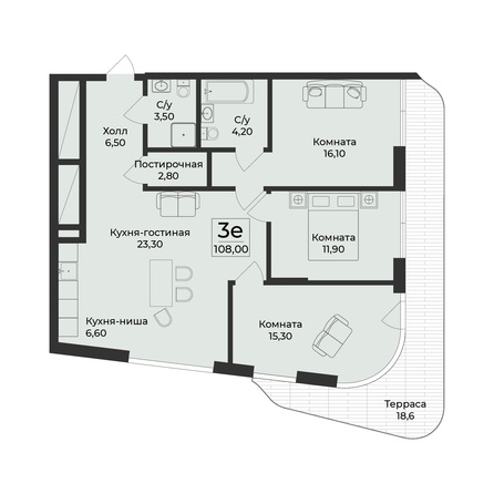 Планировка 4-комн 117,3 м²
