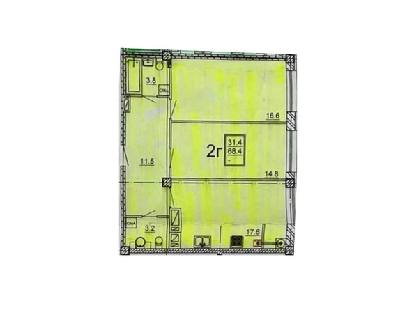 Планировка 2-комн 68,4 м²