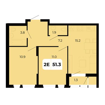 Планировка 2-комн 51,3 м²