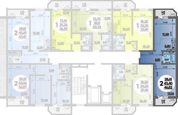 Планировка 2-комн 46,82 м²