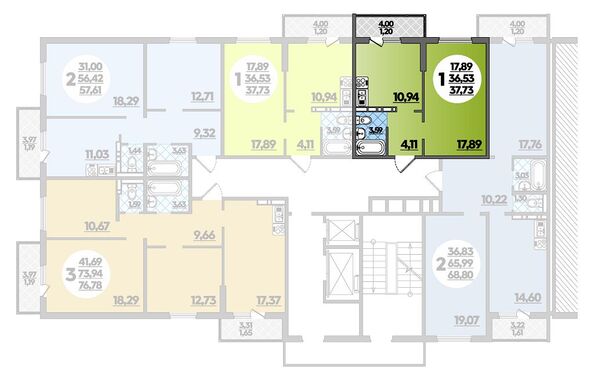 Планировка 1-комн 37,73 м²