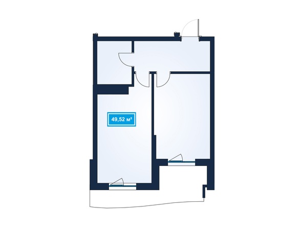 Планировка 2-комн 46,39 - 49,52 м²