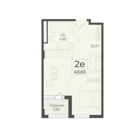 Планировка 2-комн 49,65 м²