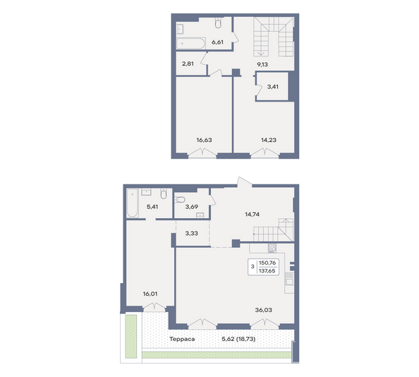 Планировка 3-комн 137,65 м²