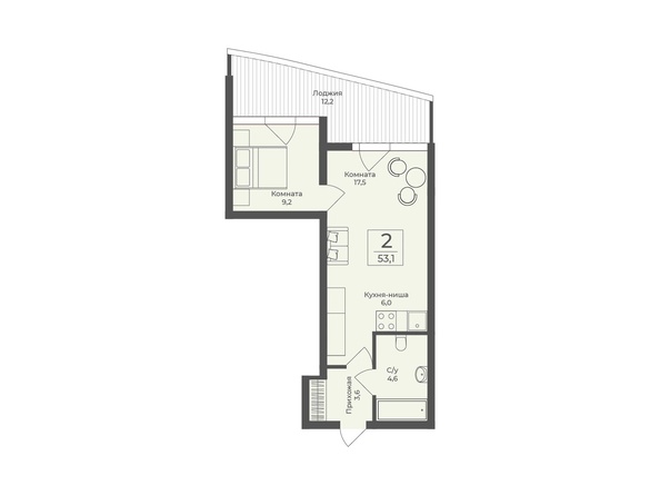 Планировка Апартамент 53,1 м²