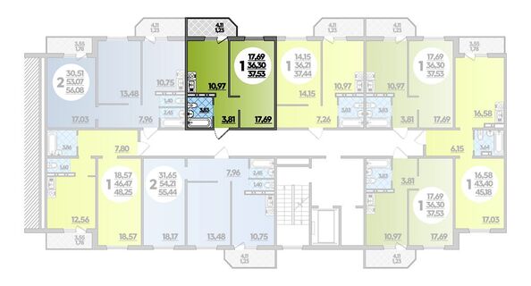 Планировка 1-комн 37,53 м²