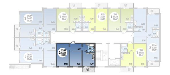 Планировка 2-комн 53,15 м²
