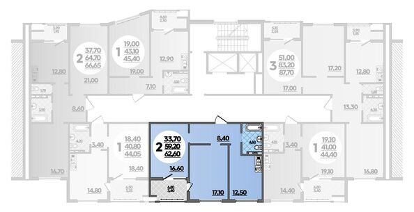 Планировка 2-комн 62,6 м²