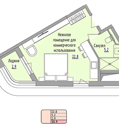 Планировка Студия 30,9 м²