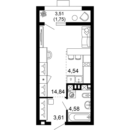 Планировка 1-комн 29,32 м²