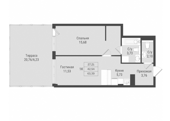 Планировка 2-комн 63,3 м²