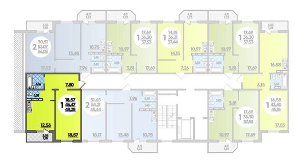 Планировка 1-комн 48,25 м²