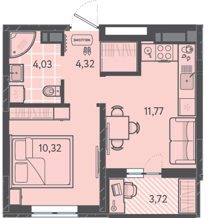 Планировка 1-комн 32,3 м²