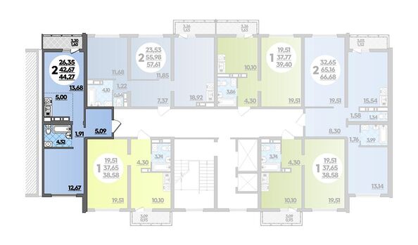 Планировка 2-комн 44,27 м²