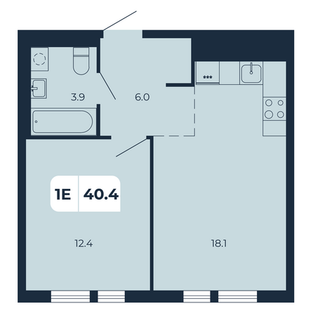 Планировка 1-комн 40,4 м²